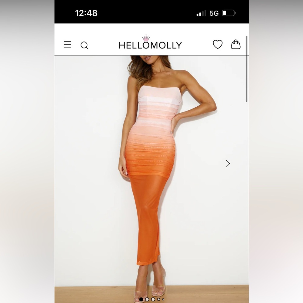 Hello Molly Strapless Orange Ombre Dress